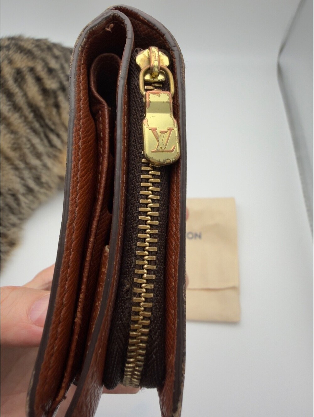 Authentic Vintage Louis Vuitton LV Monogram Compact Zip Bifold Wallet Dust Bag - Picture 6 of 15